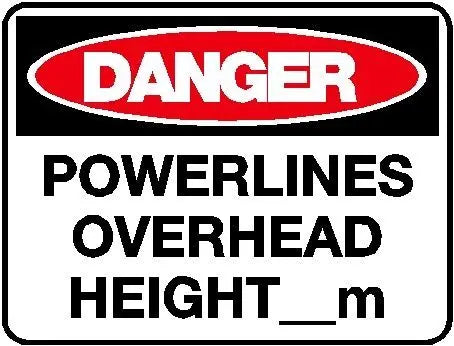 Danger Sign - Powerlines Overhead Height _M Industroquip