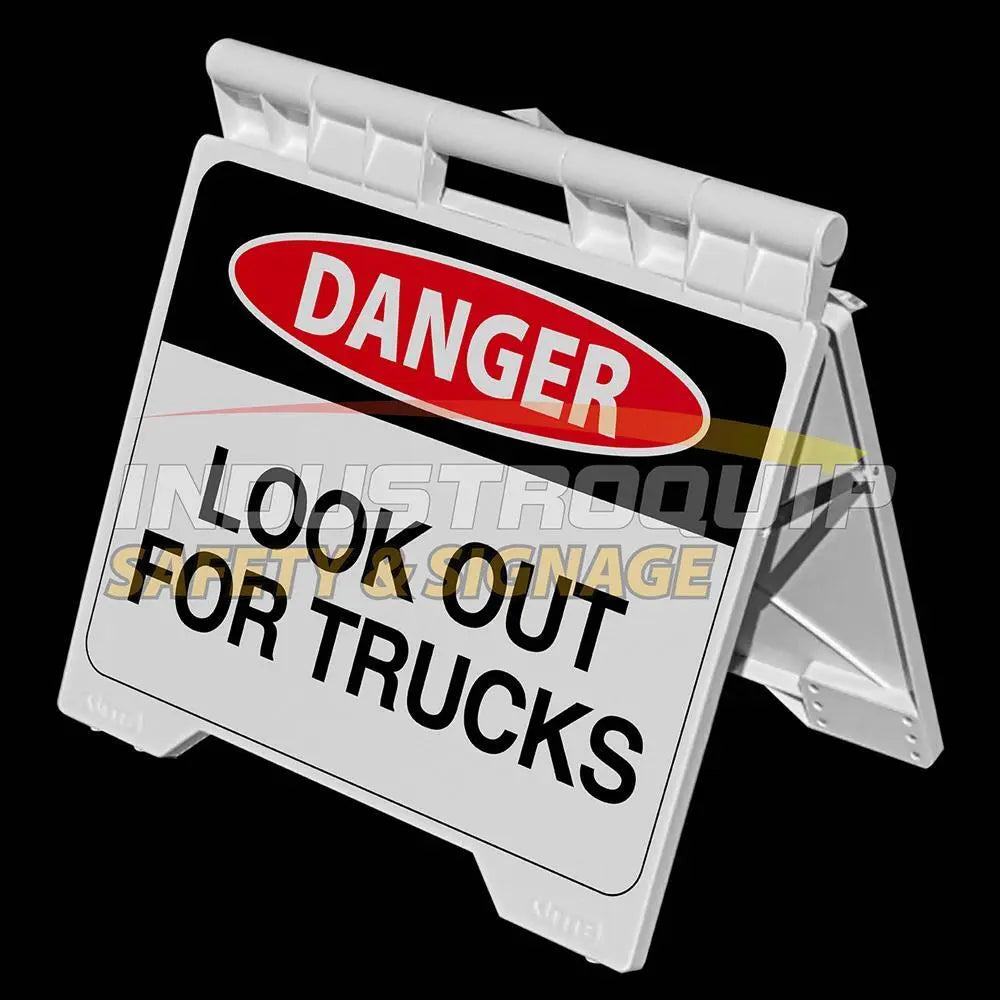 Danger Look Out For Trucks - Heavy Duty A Frame Sign Industroquip