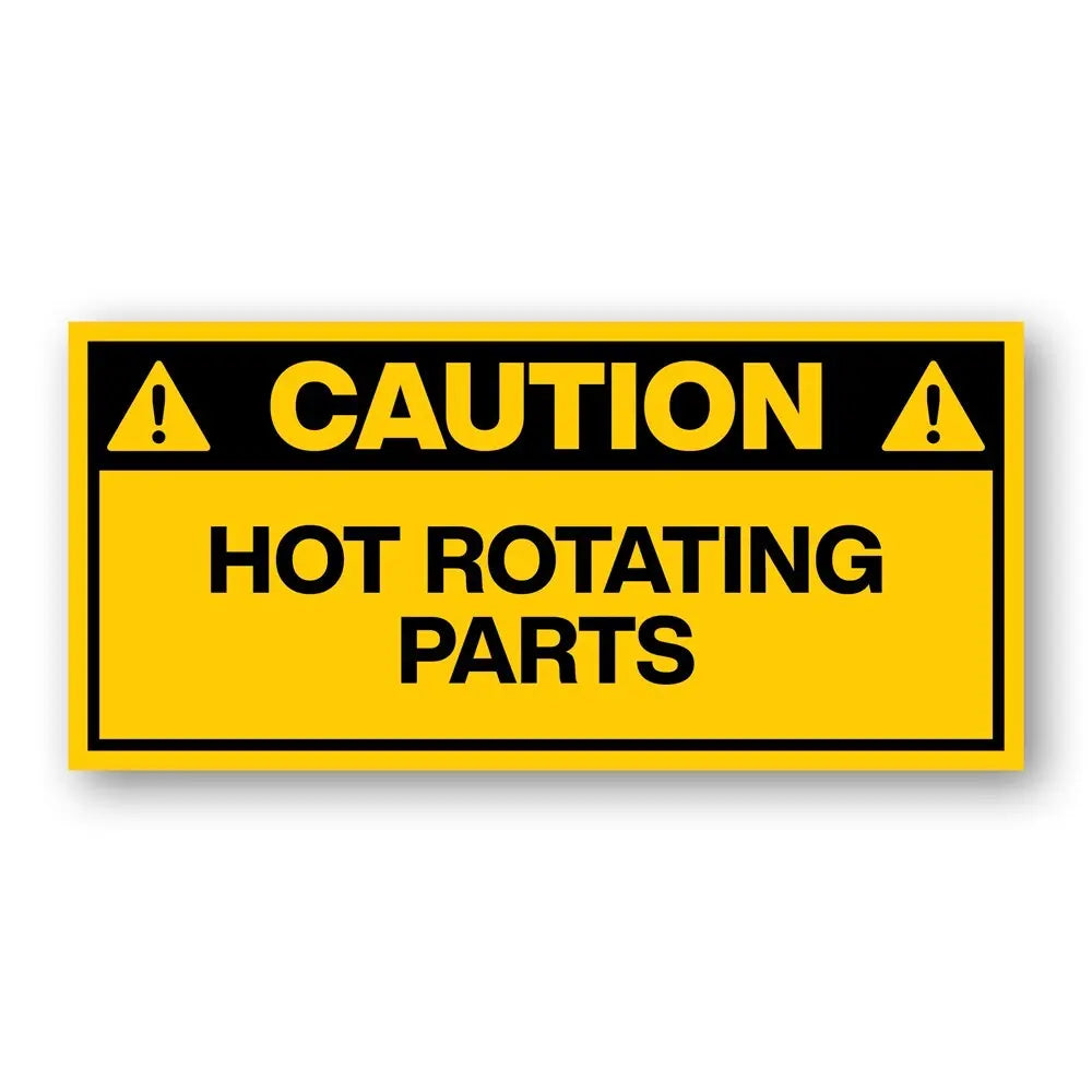 Caution Hot Rotating Parts Stickers - Pack of 10 Industroquip