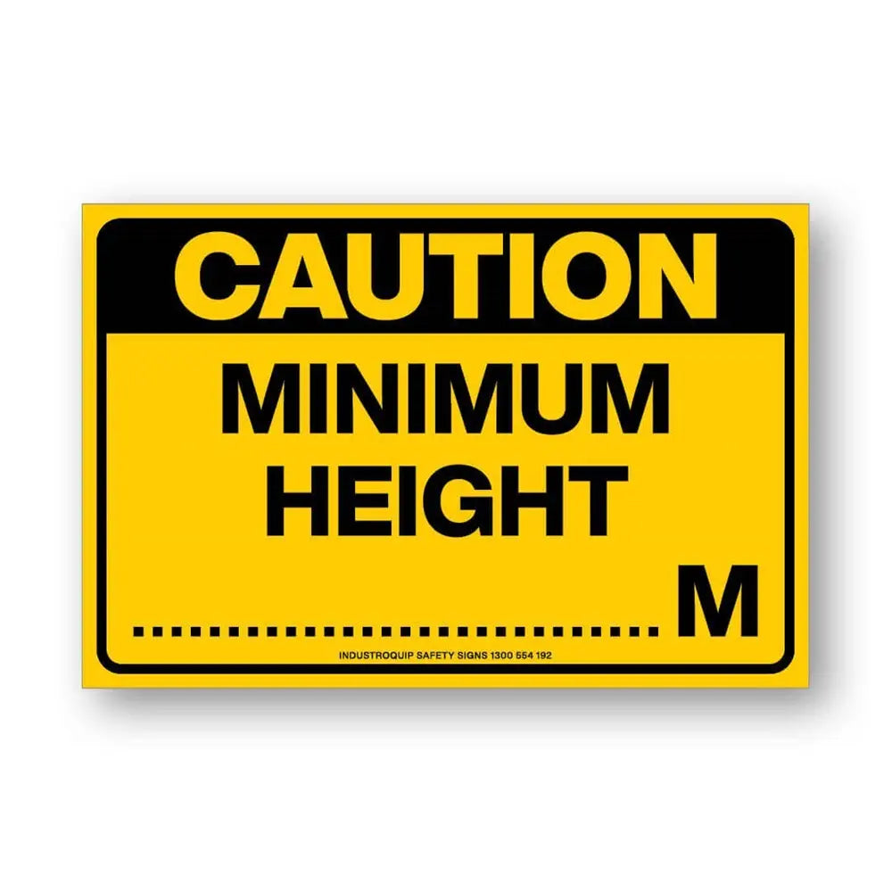 Caution Minimum Height Stickers - Pack of 10 Industro