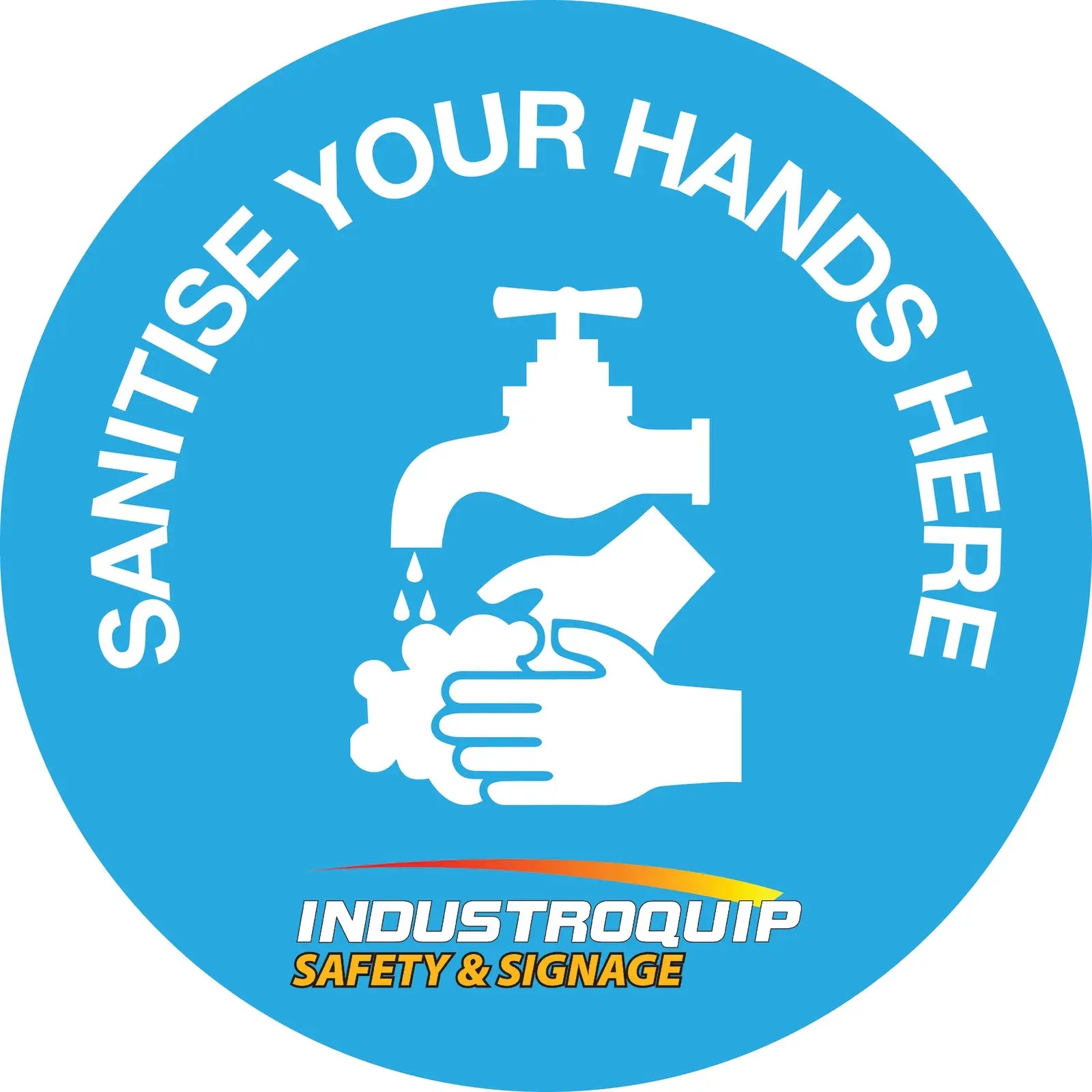 Sanitise Here Floor Marker Decal (5 PACK) Industroquip