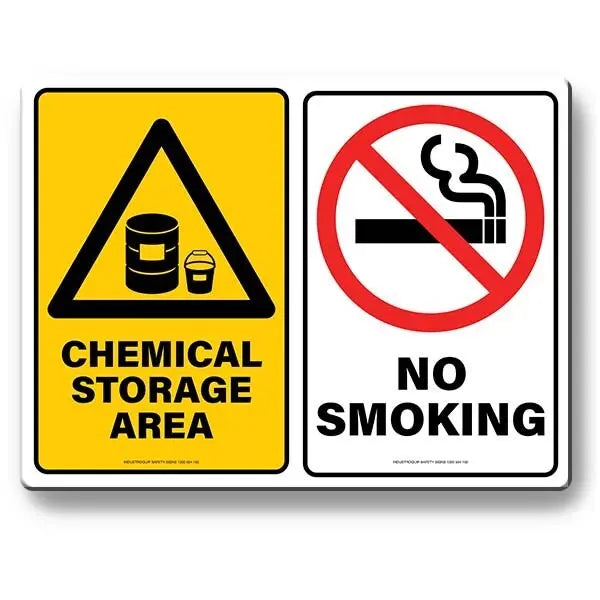 Multi Safety Sign - Chemical Storage Area / No Smoking Industroquip