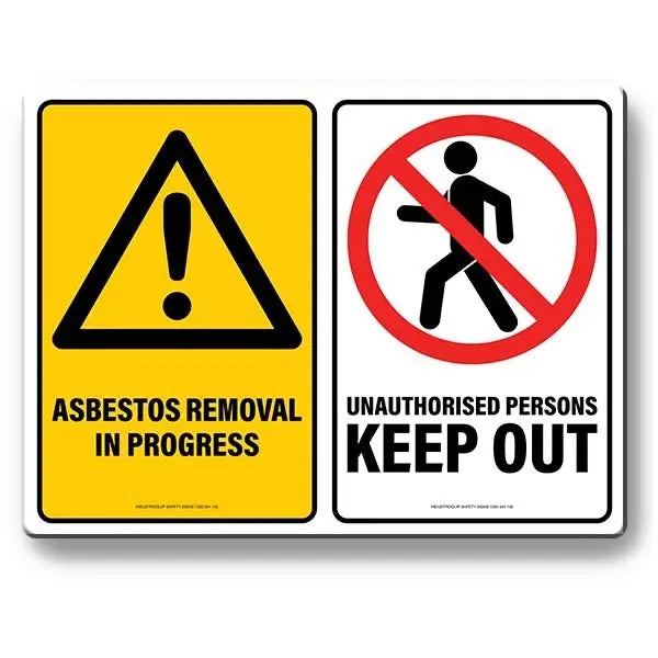 Multi Safety Sign - Asbestos Removal In Progress / Unauthorised Persons Keep Out Industroquip