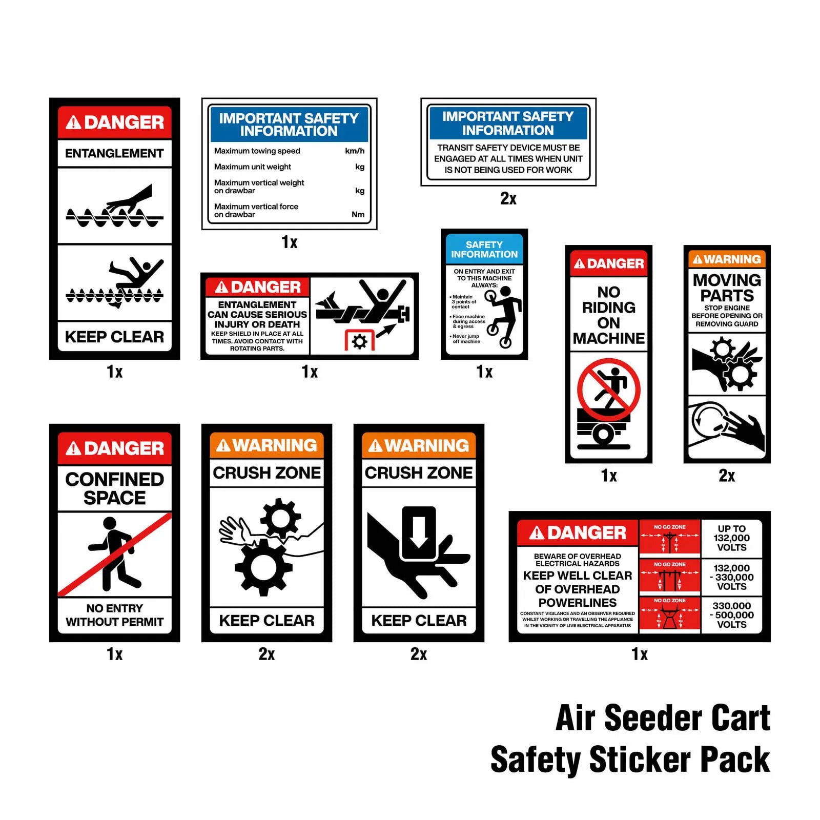 Air Seeder Cart Safety Sticker Pack Industroquip