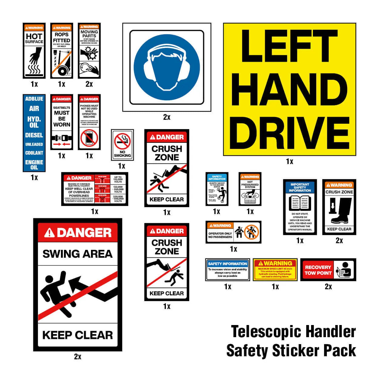 Telescopic Handler Safety Sticker Pack Industroquip