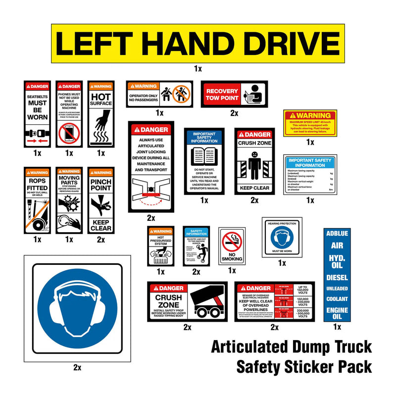 Get Essential Articulated Dump Truck Safety Stickers