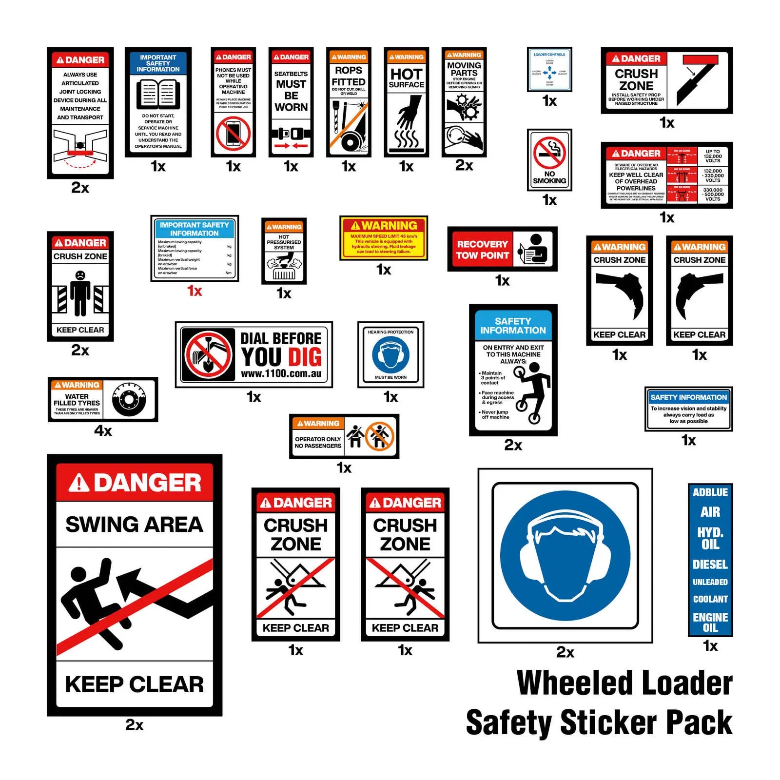 Wheeled Loader Safety Sticker Pack Industroquip