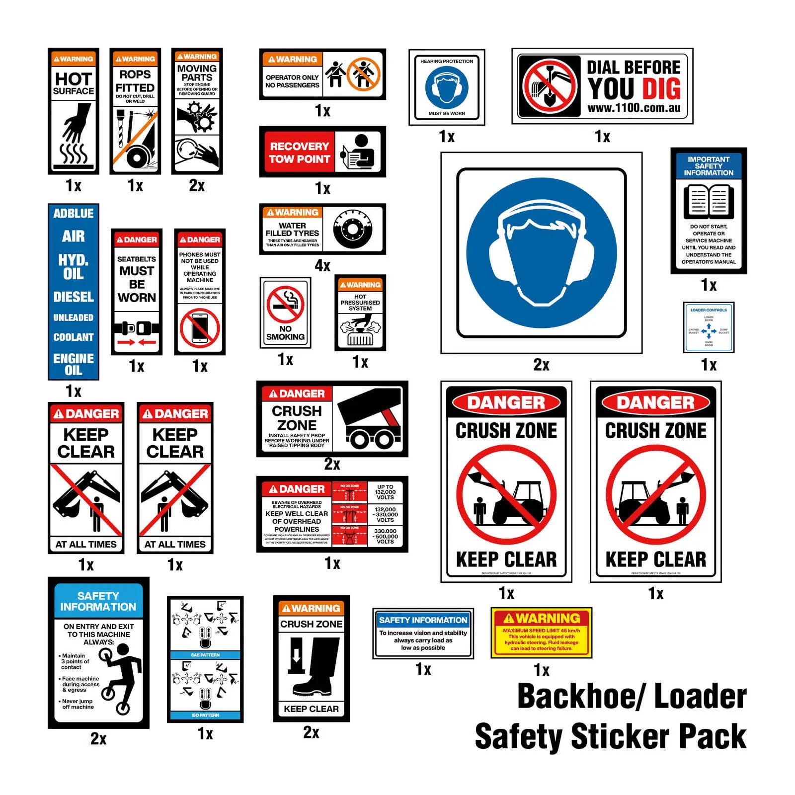 Backhoe/ Loader Safety Sticker Pack Industroquip