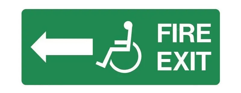 Disabled Fire Exit Left Arrow Luminous Sign Industro