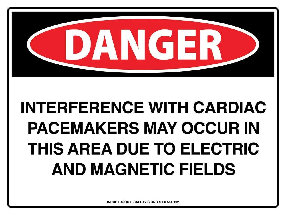 Danger Sign - Interference With Cardiac Pacemakers May Occur In This Area Industro