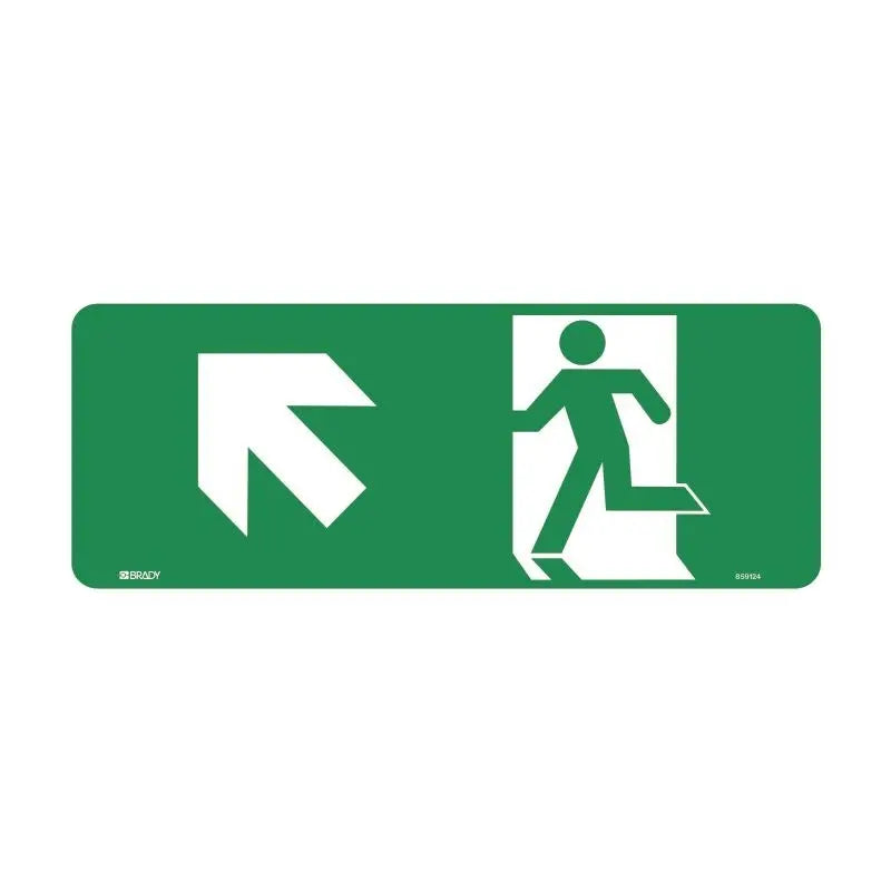 Luminous Exit Sign Man Running Arrow Top Left Industroquip