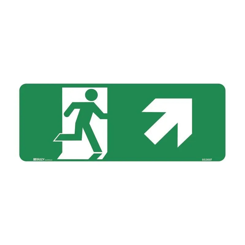 Luminous Exit Sign Man Running Arrow Top Right Industroquip