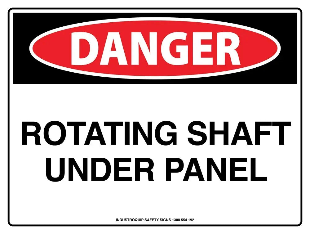 Danger Sign - Rotating Shaft Under Panel Industro