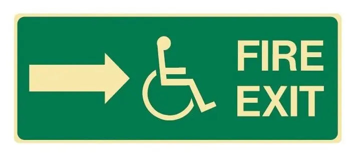 Luminous Disabled Exit Sign Right Arrow Industroquip