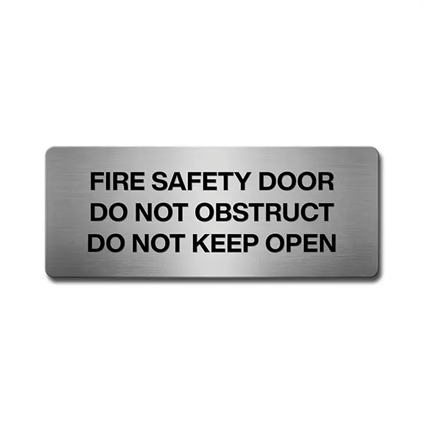 Brushed Aluminium Fire Safety Door Sign Industroquip