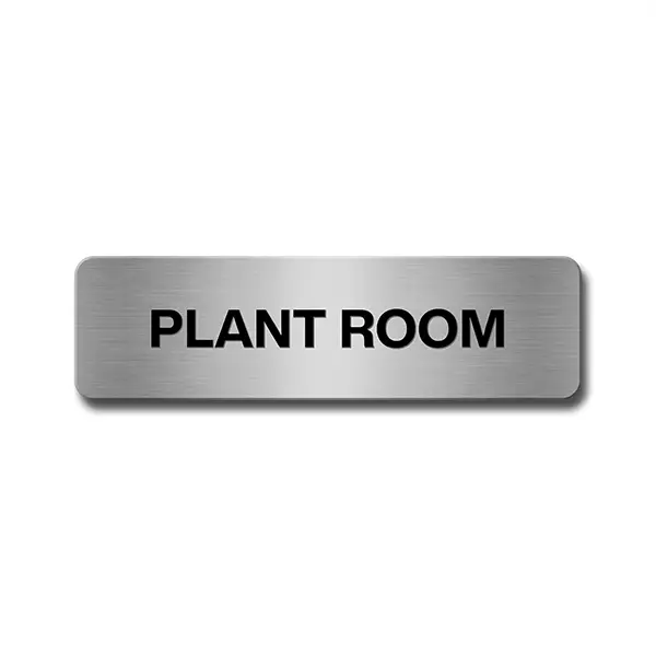 Brushed Aluminium Plant Room Door Sign Industroquip
