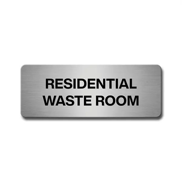 Brushed Aluminium Residential Waste Room Door Sign Industroquip