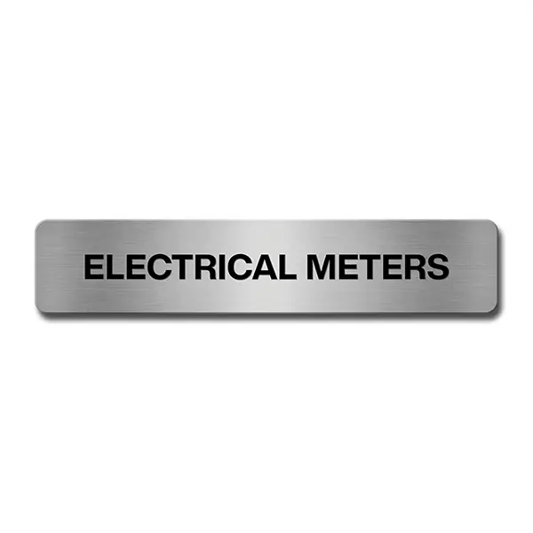 Brushed Aluminium Electrical Meters Door Sign Industroquip