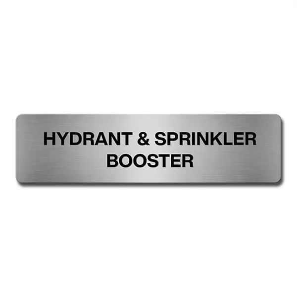 Brushed Aluminium Hydrant & Sprinkler Booster Door Sign Industroquip