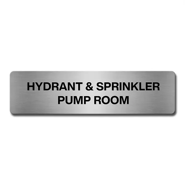 Brushed Aluminium Hydrant & Sprinkler Pump Room Door Sign Industroquip