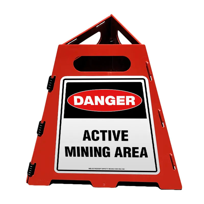 Collapsible Pyramid Sign - Danger Active Mining Area Industroquip