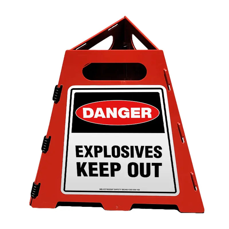 Collapsible Pyramid Sign - Danger Explosives Keep Out Industroquip