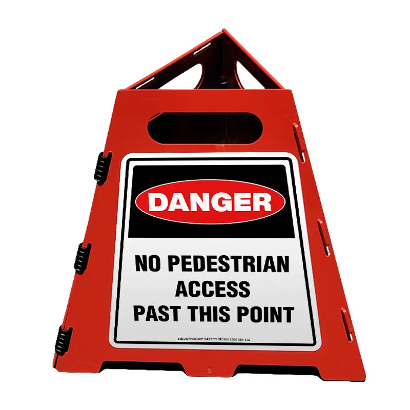 Collapsible Pyramid Sign - Danger No Pedestrian Access Past This Point Industroquip