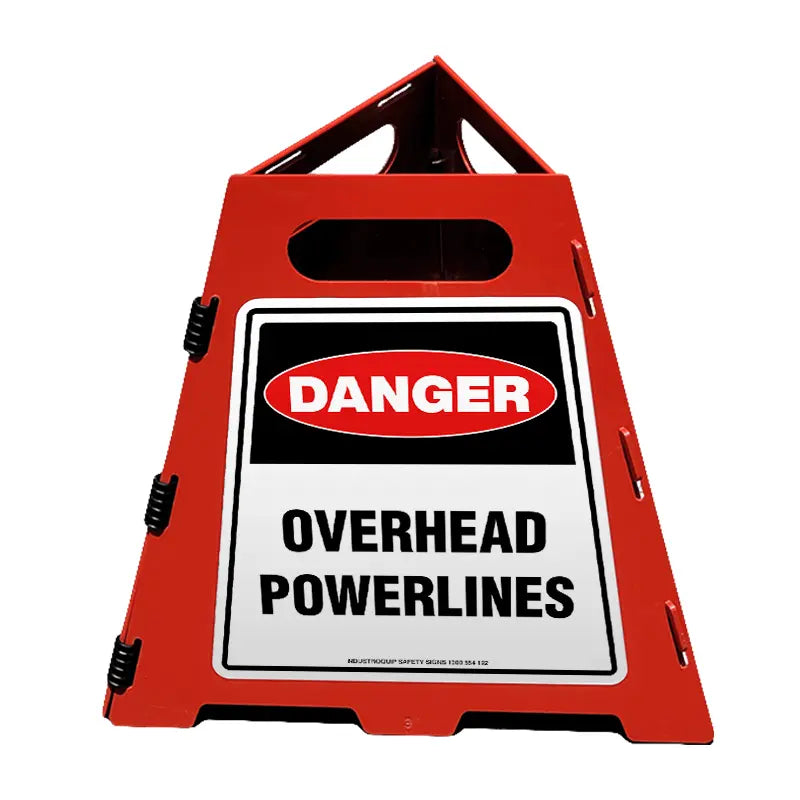 Collapsible Pyramid Sign - Danger Overhead Powerlines Industroquip