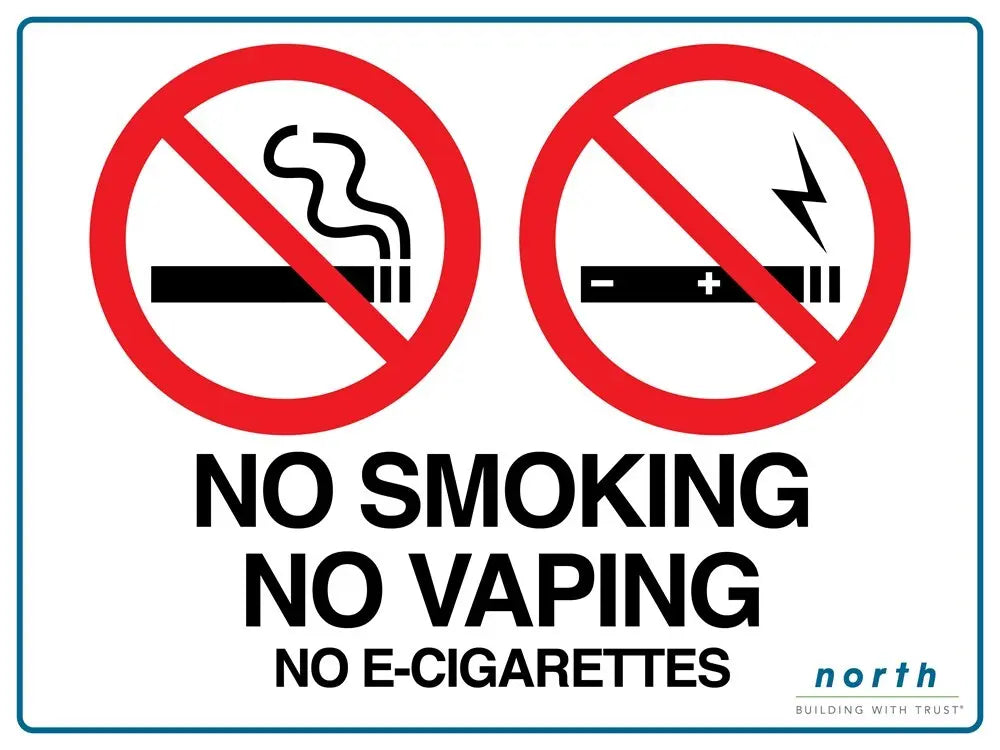 North Construction No Smoking No Vaping No E-Cigarettes Sign Industro