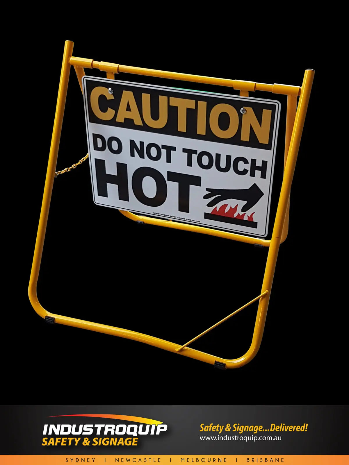 Swing Stand & Sign - 600 x 600mm With Custom Text Industroquip