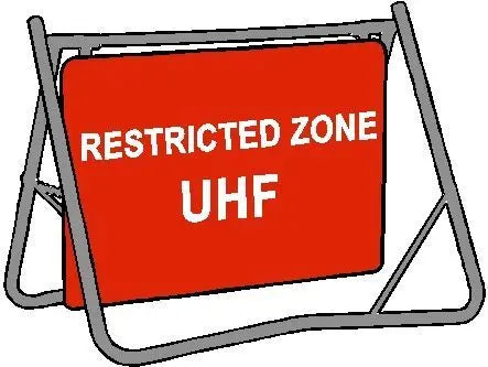 Swing Stand & Sign - Restricted Zone UHF - 900 x 600mm Industroquip