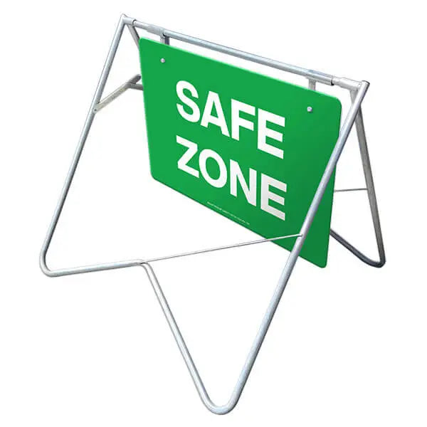 Swing Stand & Sign - Safe Zone - 900 x 600mm Industroquip