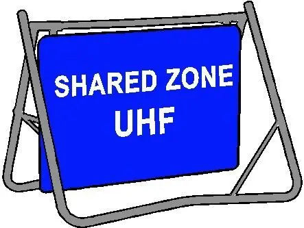 Swing Stand & Sign - Shared Zone UHF - 900 x 600mm Industroquip