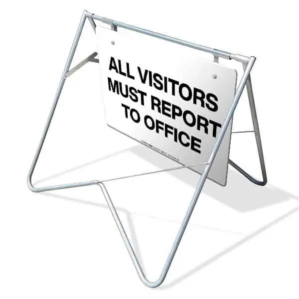 Swing Stand & Sign - All Visitors Must Report To Office Industroquip