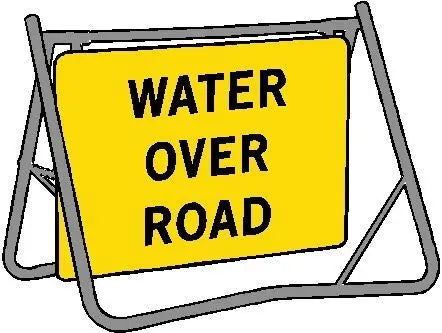 Swing Stand & Sign - Water Over Road - 900 x 600mm Industroquip
