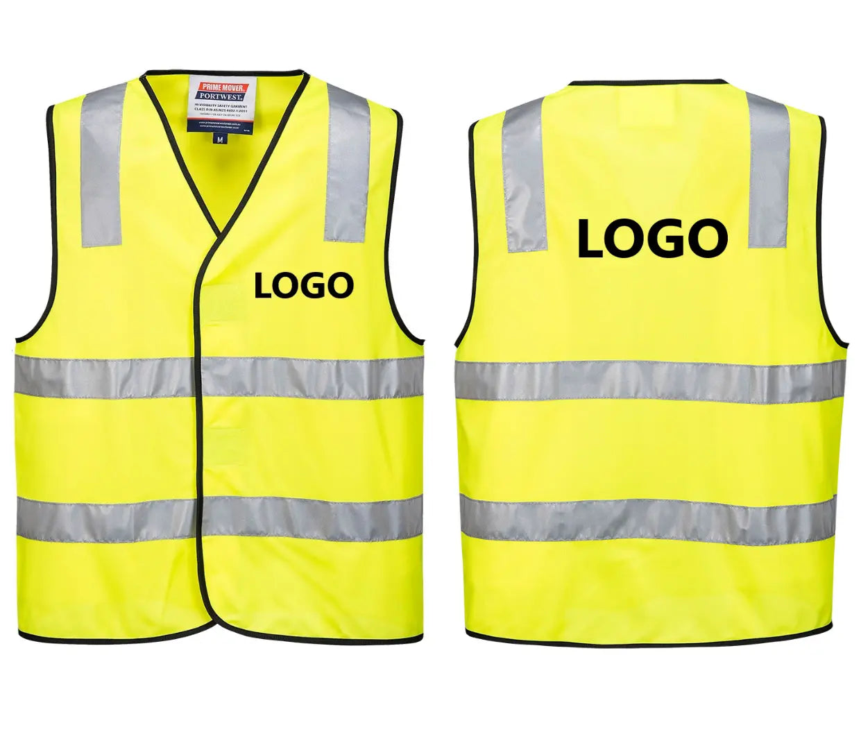 Safety Day Vest with Black Logo Front and Back Logo Industro