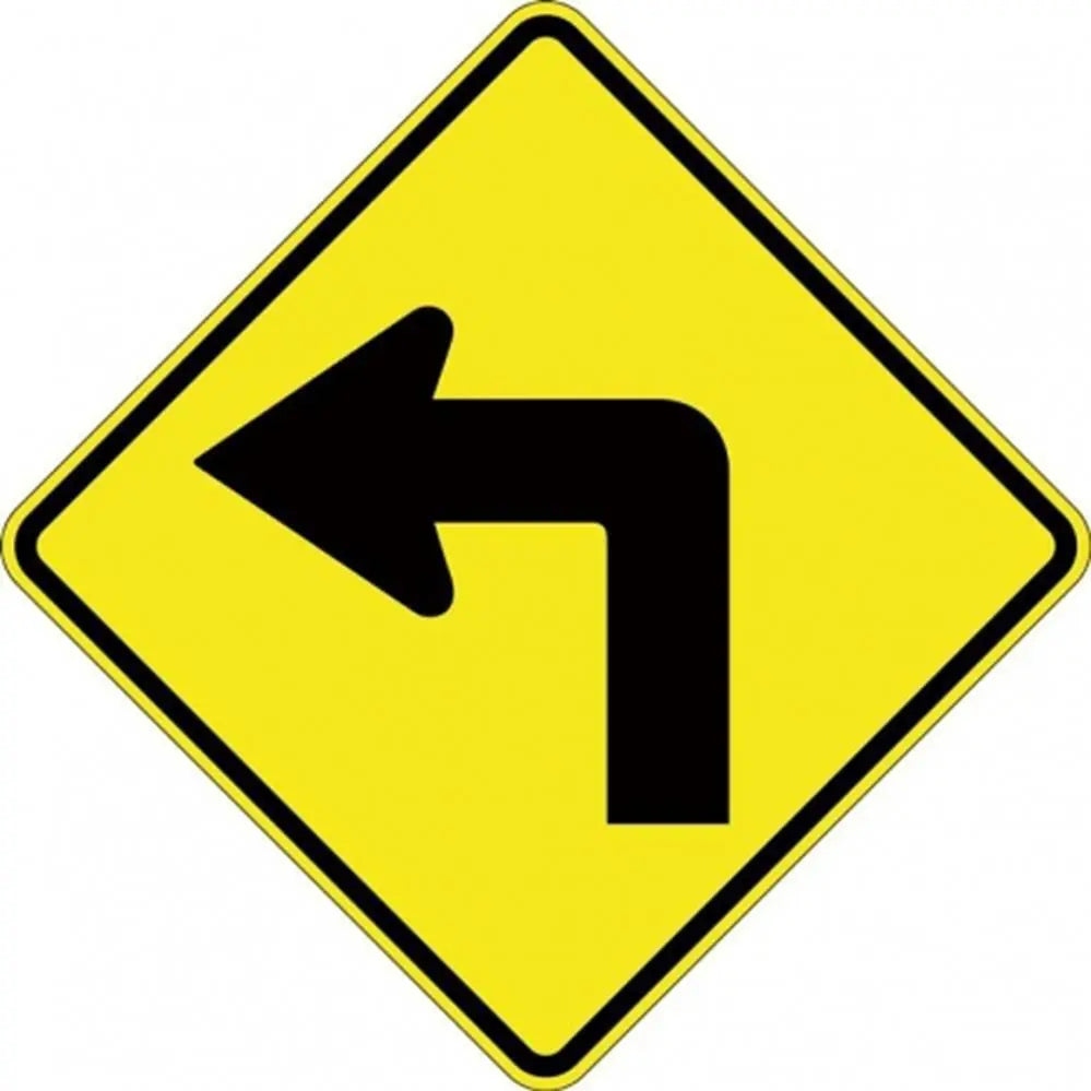 W1-1A_Left Left Arrow Turn Sign- Class 1 Reflective - 600mm x 600mm Industroquip