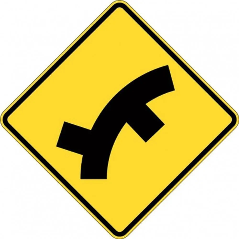 W2-11A_R Right Curve With Successive Side Road Junctions Left/Right- Class 1 Reflective - 600mm x 600mm Industroquip