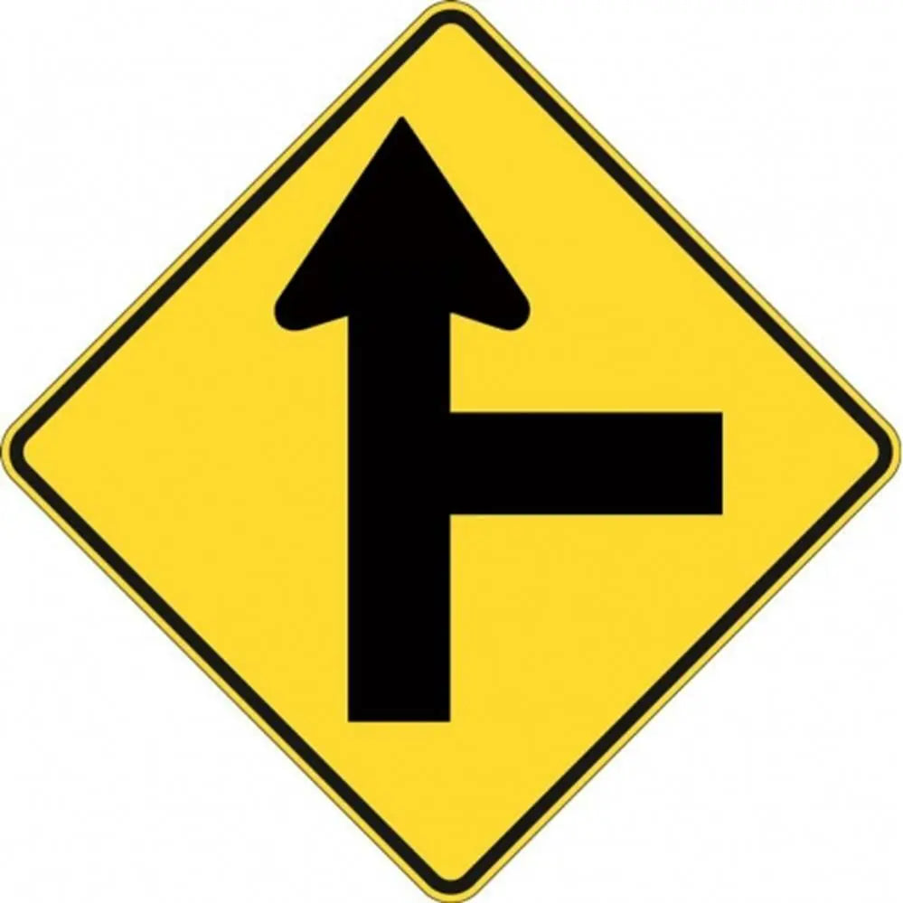 W2-4A_R Side Road Intersection Right- Class 1 Reflective - 600mm x 600mm Industroquip