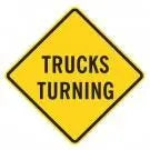 W5-205 Trucks Turning Sign - 750 x 750mm Industroquip