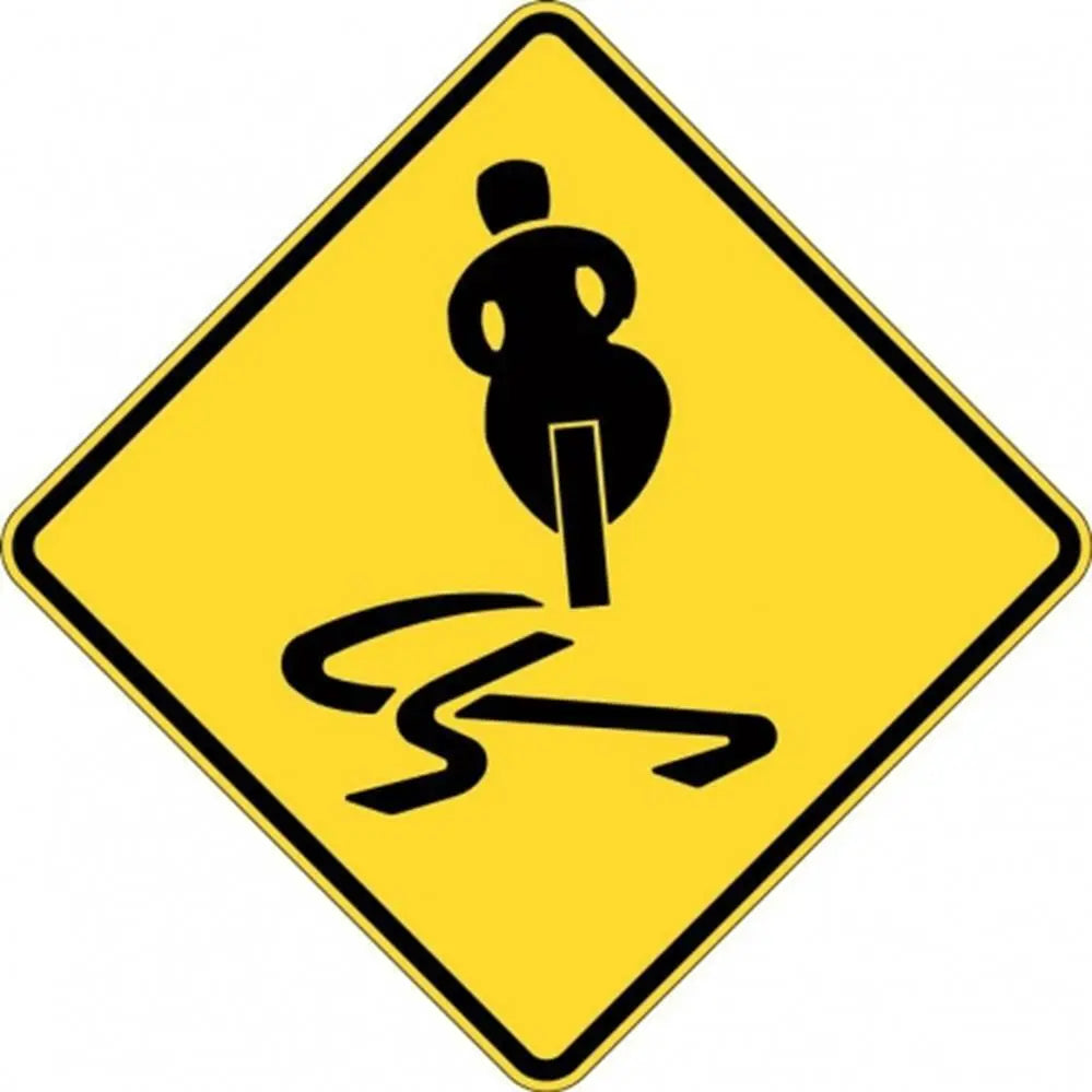 W5-230A_L Left Motorbike Rider Symbol Sign- Class 1 Reflective - 600mm x 600mm Industroquip