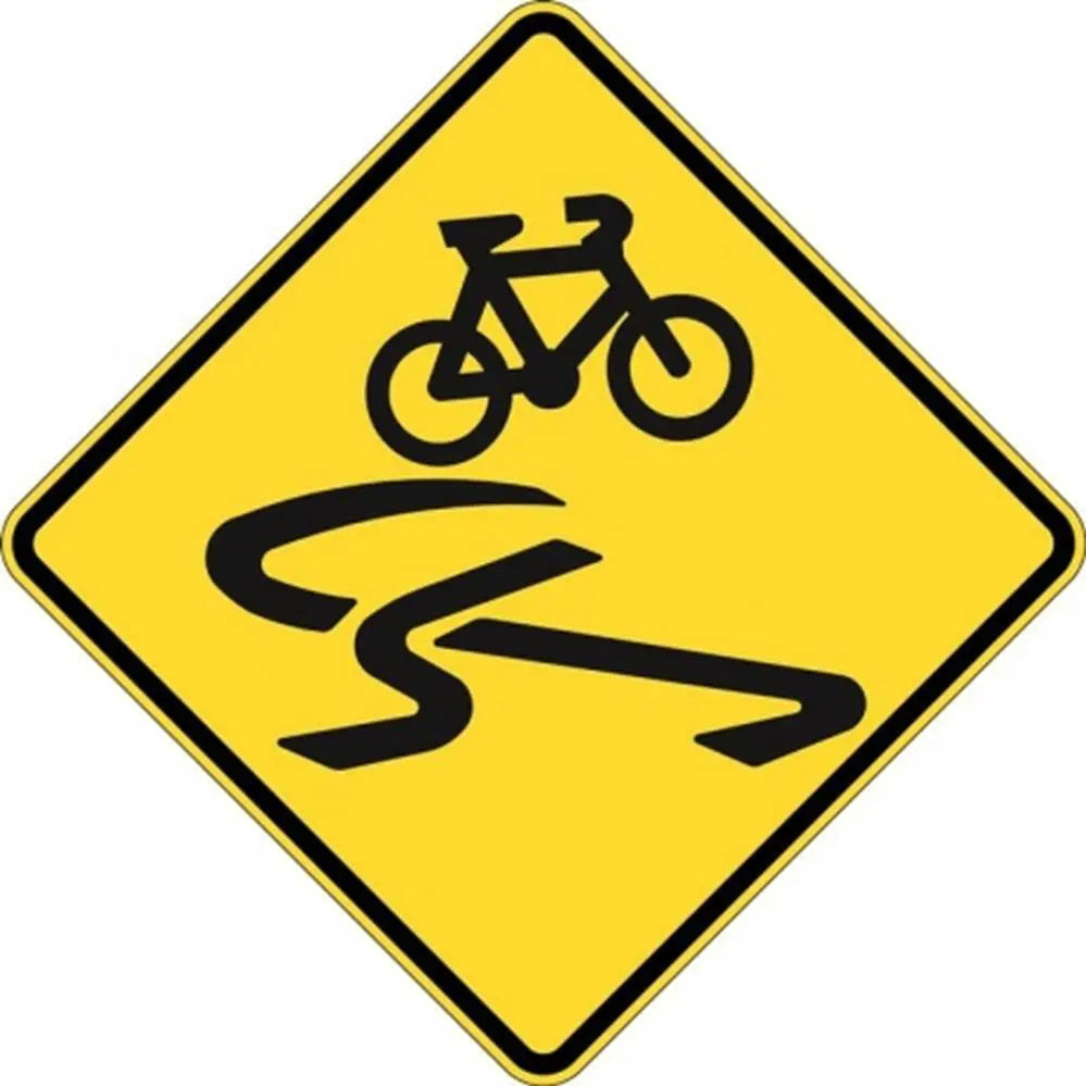 W6-212A Slippery For Bicycles Sign- Class 1 Reflective - 600mm x 600mm Industroquip