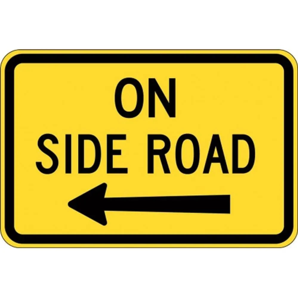 W8-3A-L On Side Road Left Sign- Class 1 Reflective - 600mm x 400mm Industroquip