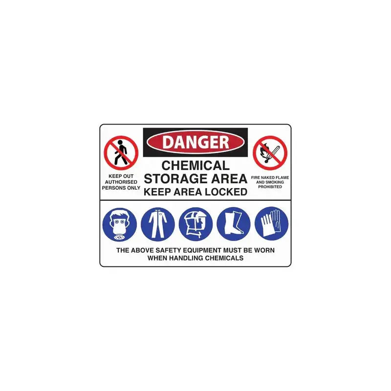 Danger Multi Sign - Chemical Storage Area