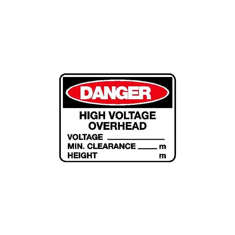 Danger Sign - High Voltage Overhead with Measurements