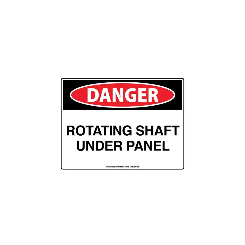 Danger Sign - Rotating Shaft Under Panel